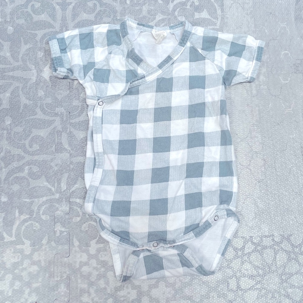 Kate Quinn Kimono Style Gingham Onesie 6-12M